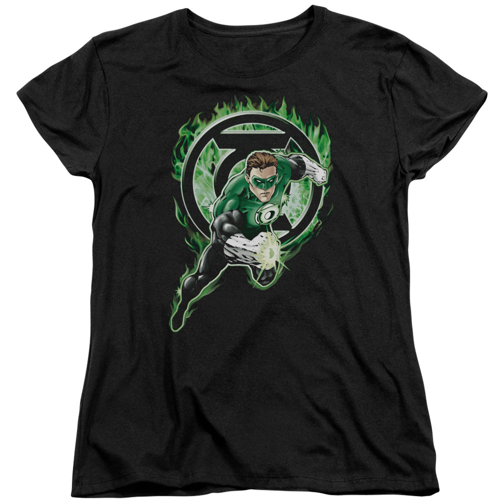 GREEN LANTERN/SPACE COP - S/S WOMENS TEE - BLACK