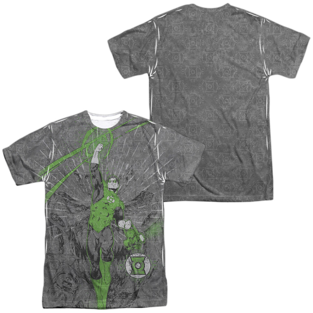 GREEN LANTERN/VANQUISH EVIL (FRONT/BACK PRINT) -  S/S ADULT POLY CREW - MULTI