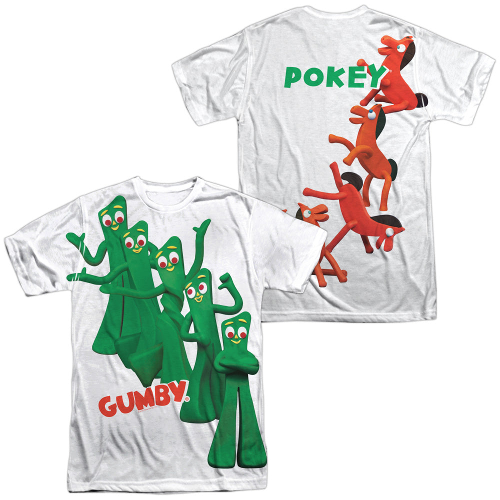 GUMBY/MOVES (FRONT/BACK PRINT) - S/S ADULT POLY CREW - SUBLIMATE WHITE