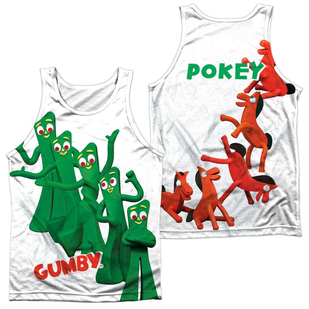 GUMBY/MOVES (FRONT/BACK PRINT) - ADULT POLY TANK TOP - MULTI