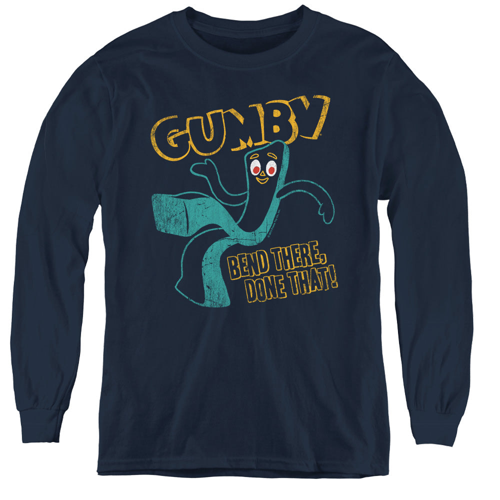 GUMBY/BEND THERE - YOUTH LONG SLEEVE TEE - NAVY