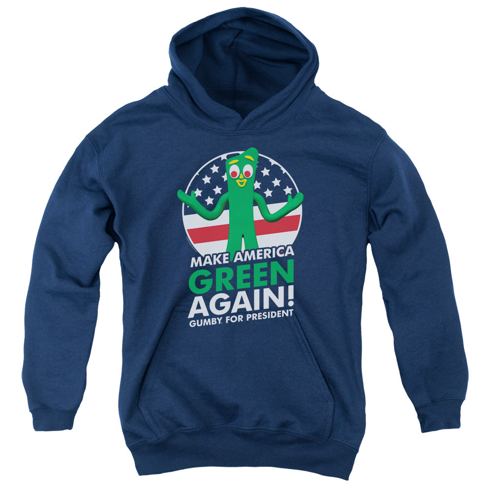 GUMBY/FOR PRESIDENT - YOUTH PULLOVER HOODIE - NAVY