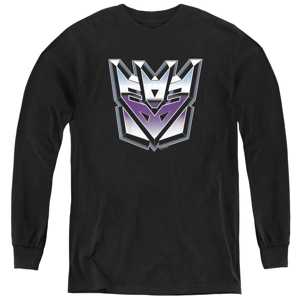 TRANSFORMERS/DECEPTICON AIRBRUSH LOGO - YOUTH LONG SLEEVE TEE - BLACK