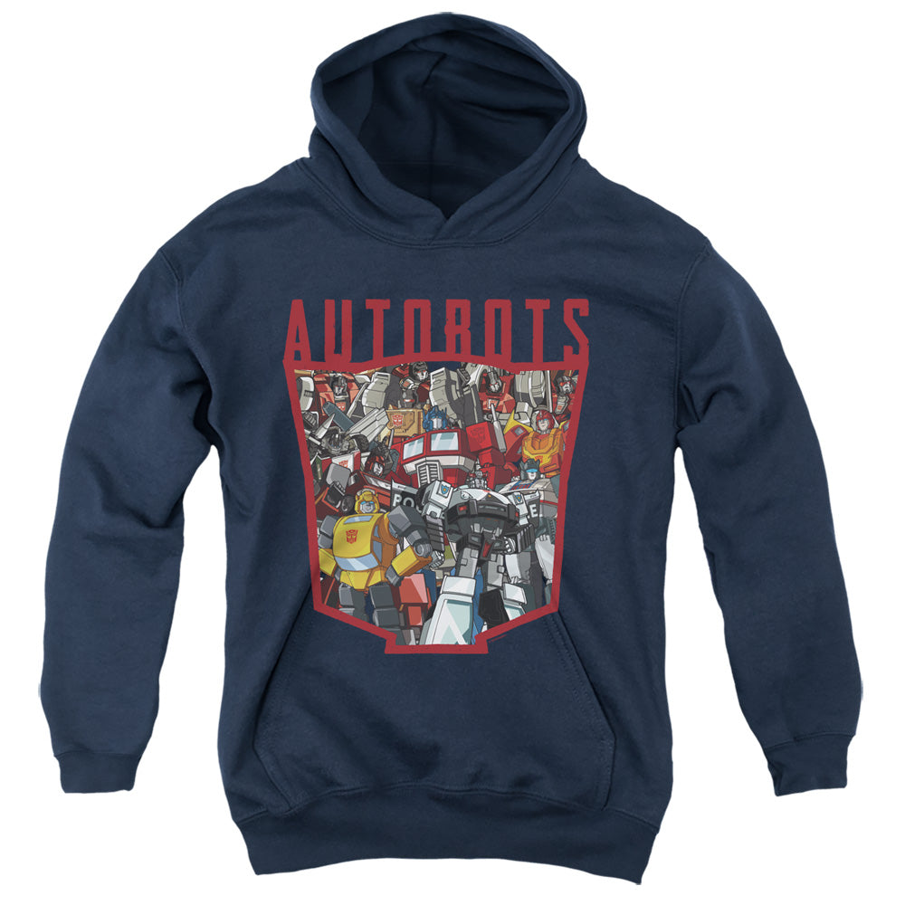 TRANSFORMERS/AUTOBOT COLLAGE - YOUTH PULLOVER HOODIE - NAVY