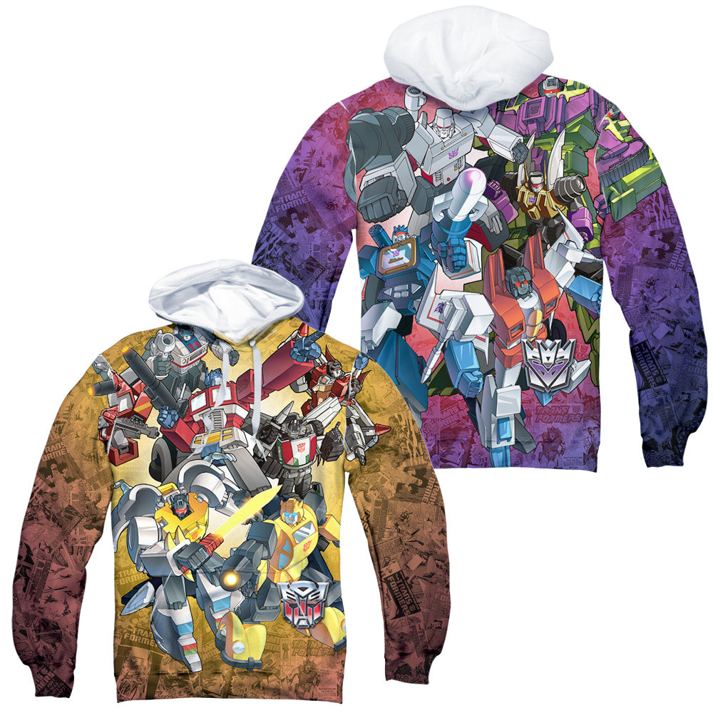 TRANSFORMERS/AUTOBOTS V DECEPTICONS (FRONT/BACK PRINT) - ADULT POLY PULLOVER HOODIE - MULTI