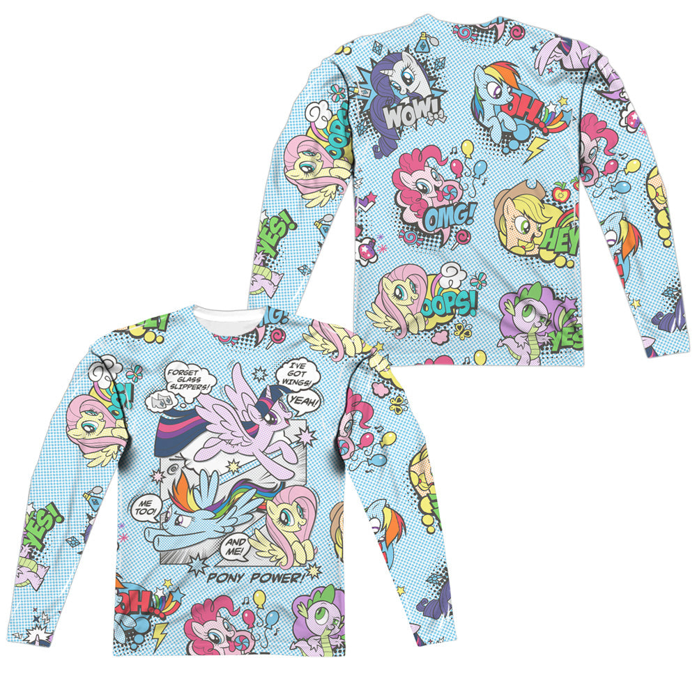 MY LITTLE PONY TV/PONY COMIC (FRONT/BACK PRINT) - L/S ADULT POLY CREW  - MULTI