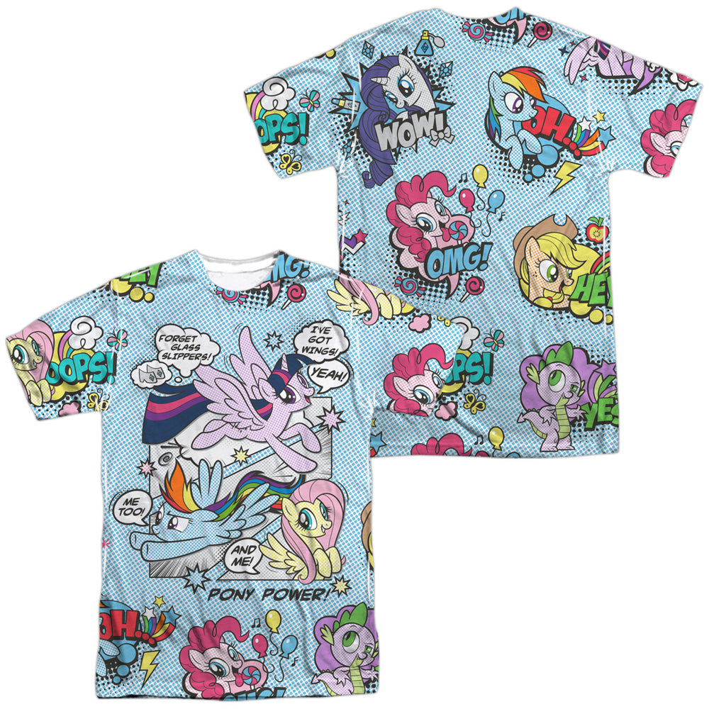 MY LITTLE PONY TV/PONY COMIC (FRONT/BACK PRINT) - S/S ADULT POLY CREW - MULTI