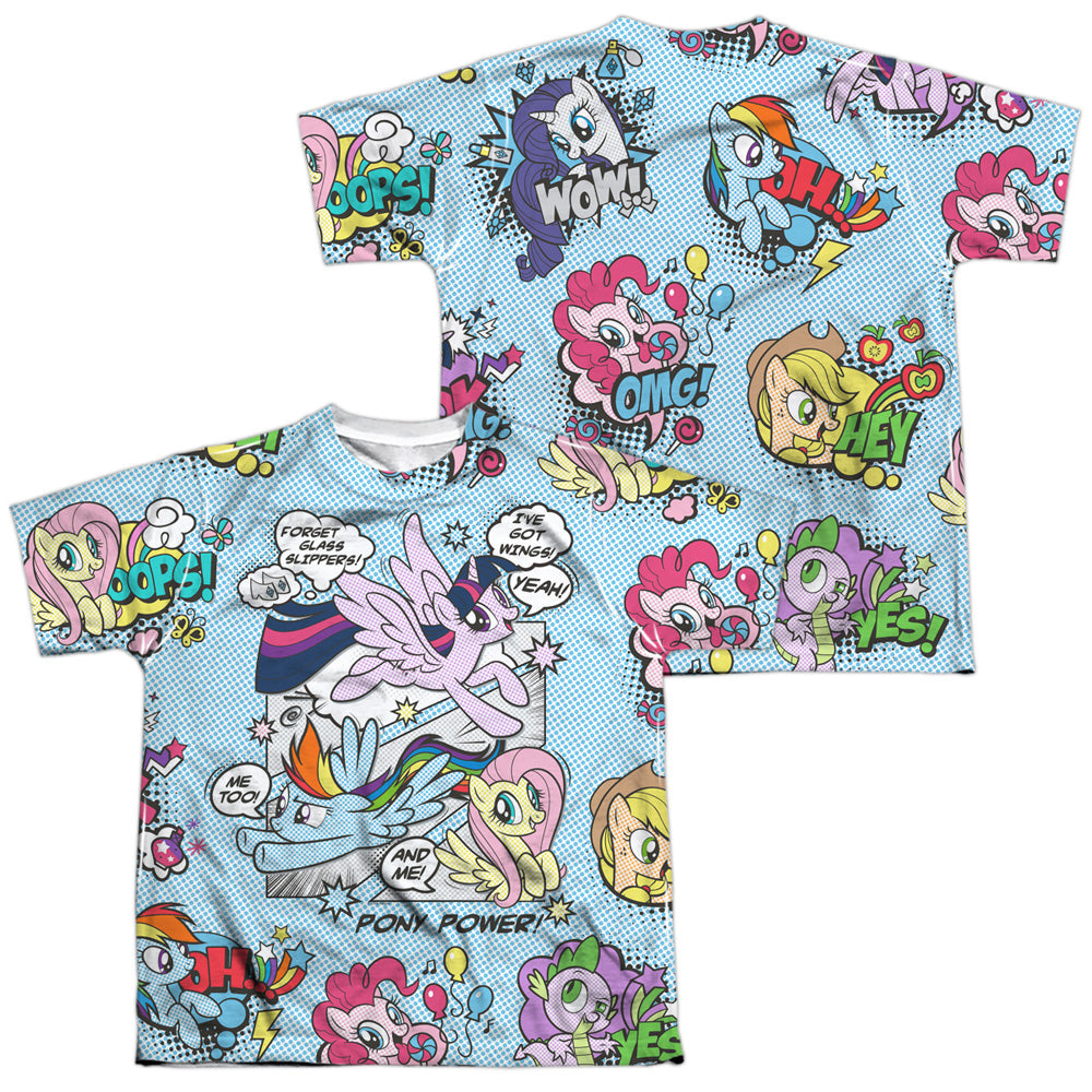 MY LITTLE PONY TV/PONY COMIC (FRONT/BACK PRINT) - S/S YOUTH POLY CREW - MULTI