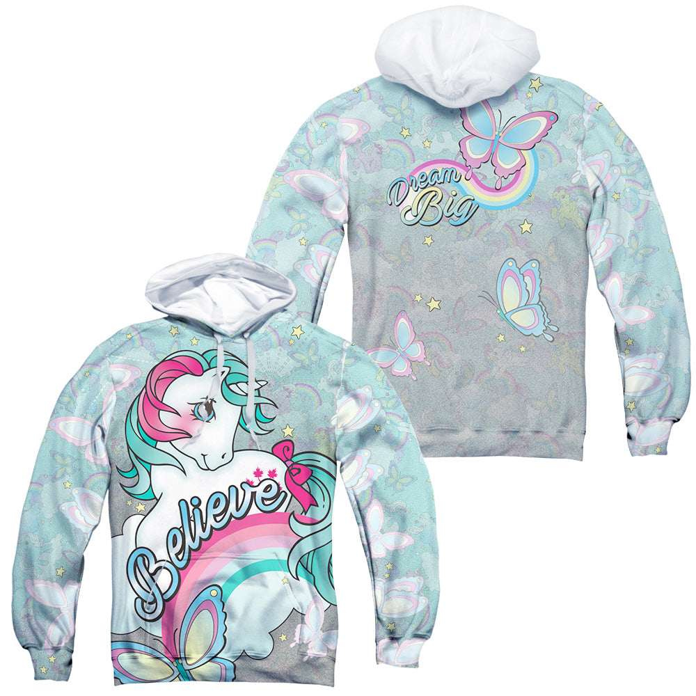 MY LITTLE PONY RETRO/BELIEVE IN DREAMS (FRONT/BACK PRINT) - ADULT POLY PULLOVER HOODIE - MULTI