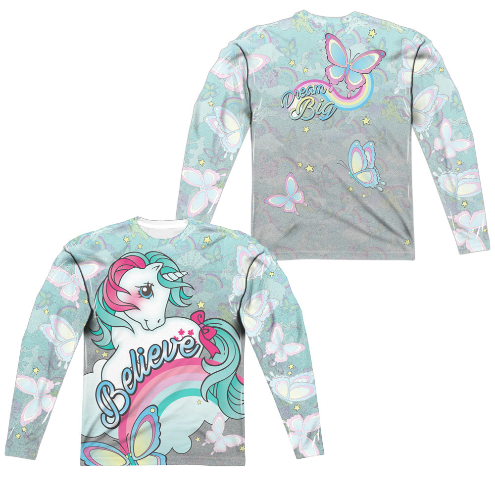MY LITTLE PONY RETRO/BELIEVE IN DREAMS (FRONT/BACK PRINT) - L/S ADULT POLY CREW  - MULTI
