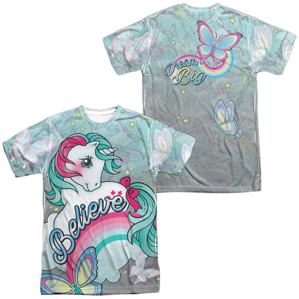 MY LITTLE PONY RETRO/BELIEVE IN DREAMS (FRONT/BACK PRINT) - S/S ADULT POLY CREW - MULTI