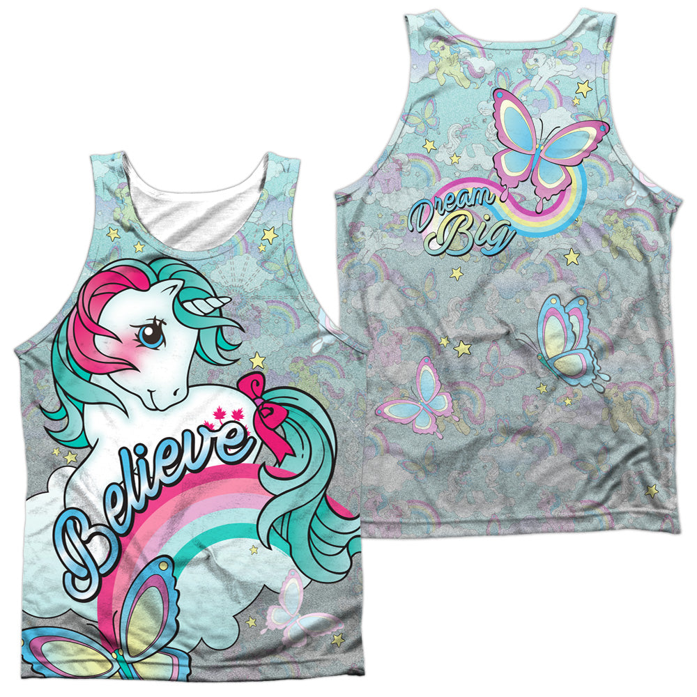 MY LITTLE PONY RETRO/BELIEVE IN DREAMS (FRONT/BACK PRINT) - ADULT POLY TANK TOP - MULTI