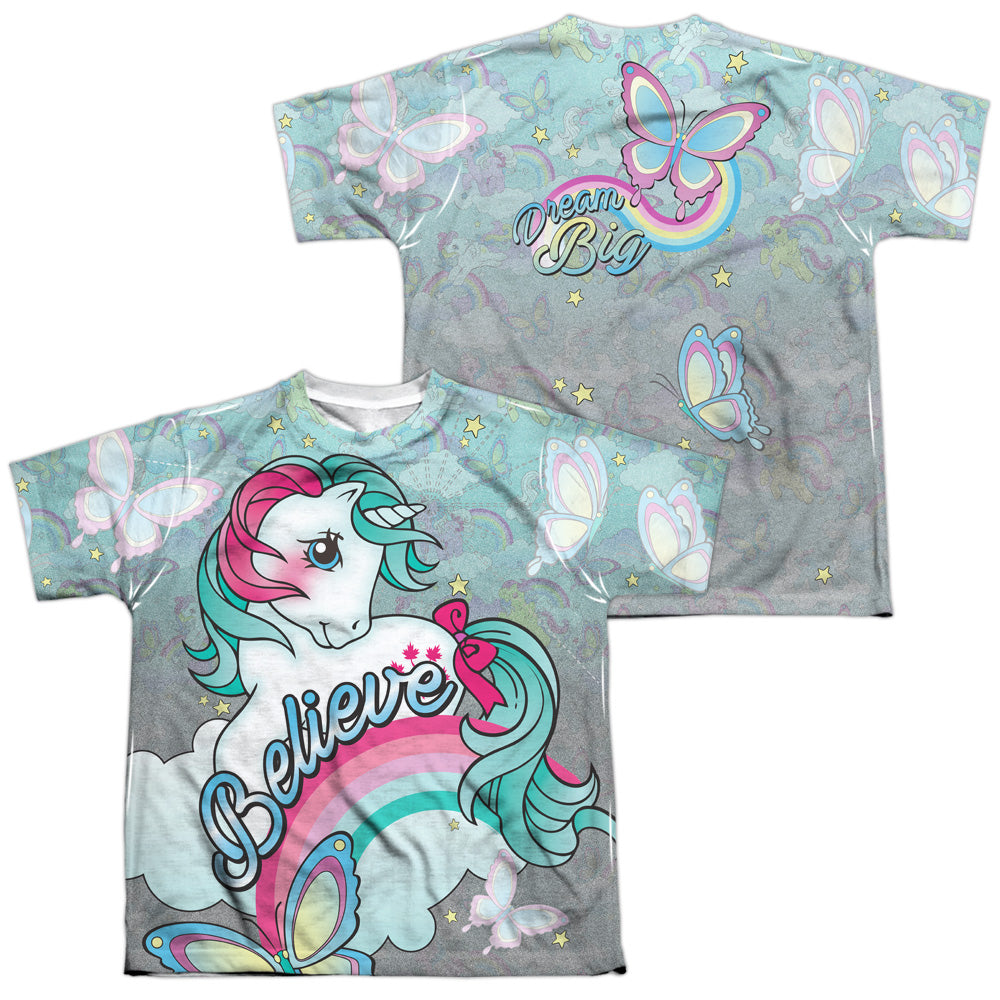 MY LITTLE PONY RETRO/BELIEVE IN DREAMS (FRONT/BACK PRINT) - S/S YOUTH POLY CREW - MULTI