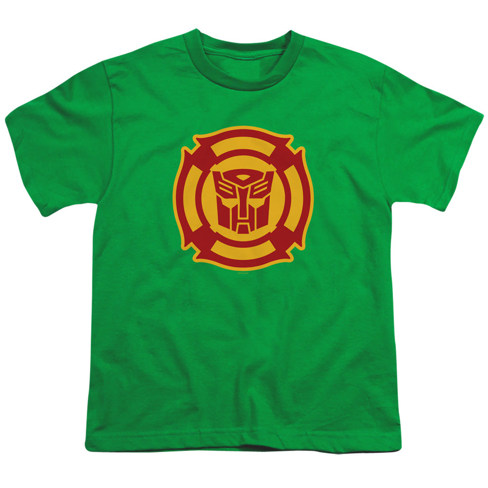 TRANSFORMERS/RESCUE BOTS LOGO - S/S YOUTH 18/1 - KELLY GREEN