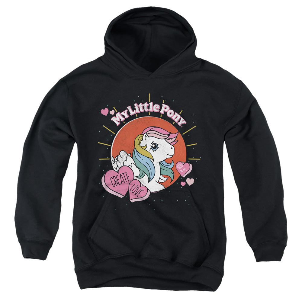MY LITTLE PONY RETRO/CREATE LOVE - YOUTH PULLOVER HOODIE - BLACK