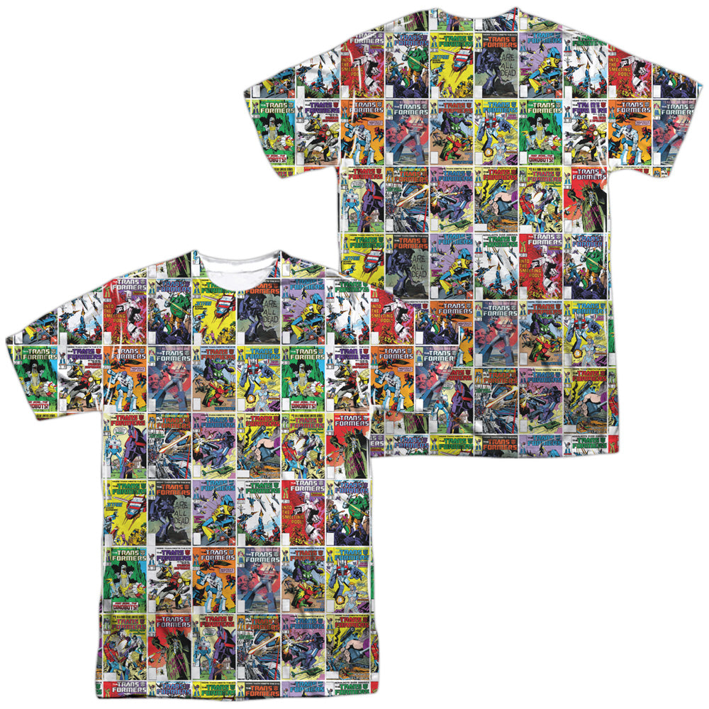 TRANSFORMERS/COVER COLLAGE (FRONT/BACK PRINT) - S/S ADULT POLY CREW - MULTI