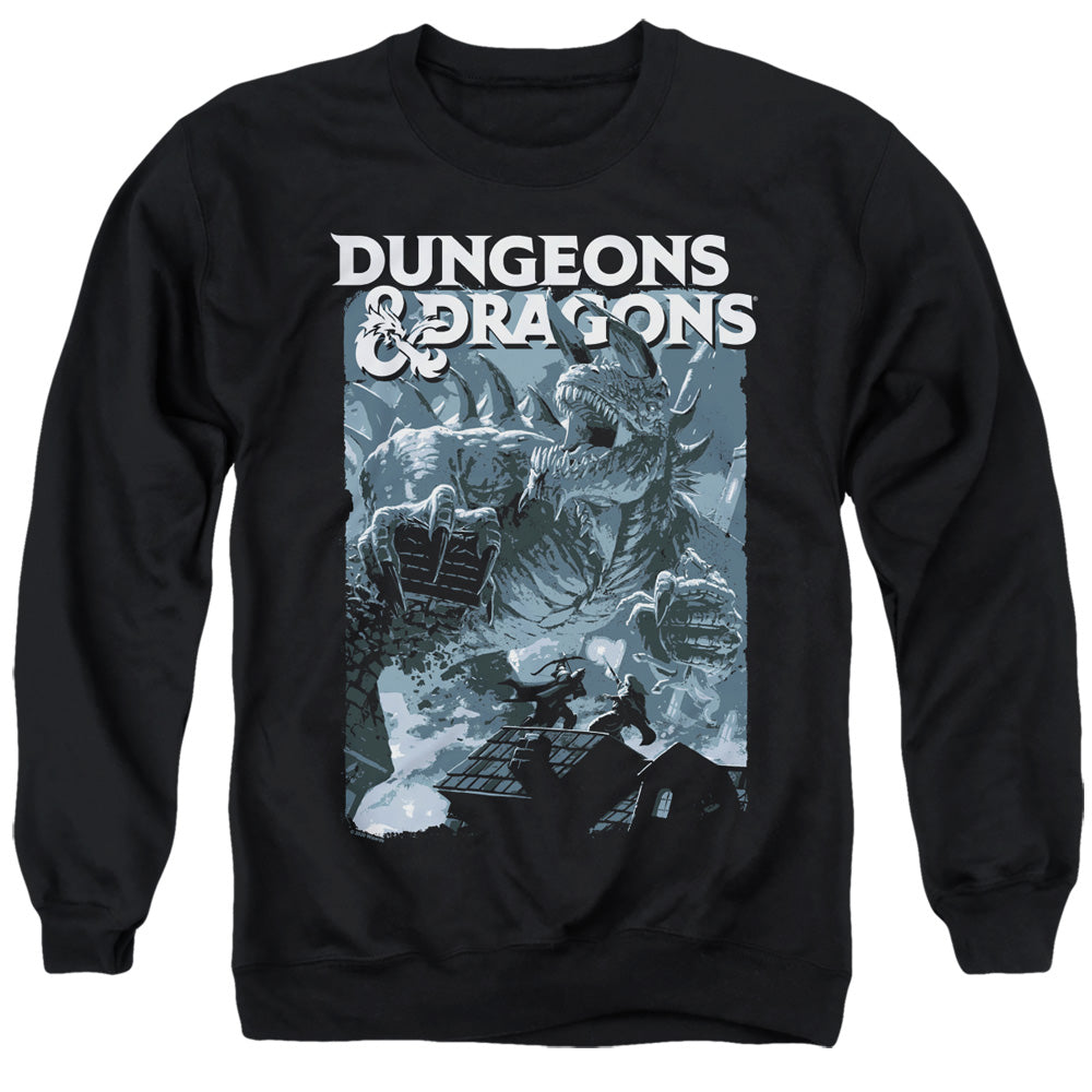 DUNGEONS AND DRAGONS/TARRASQUE - ADULT CREWNECK SWEATSHIRT - BLACK