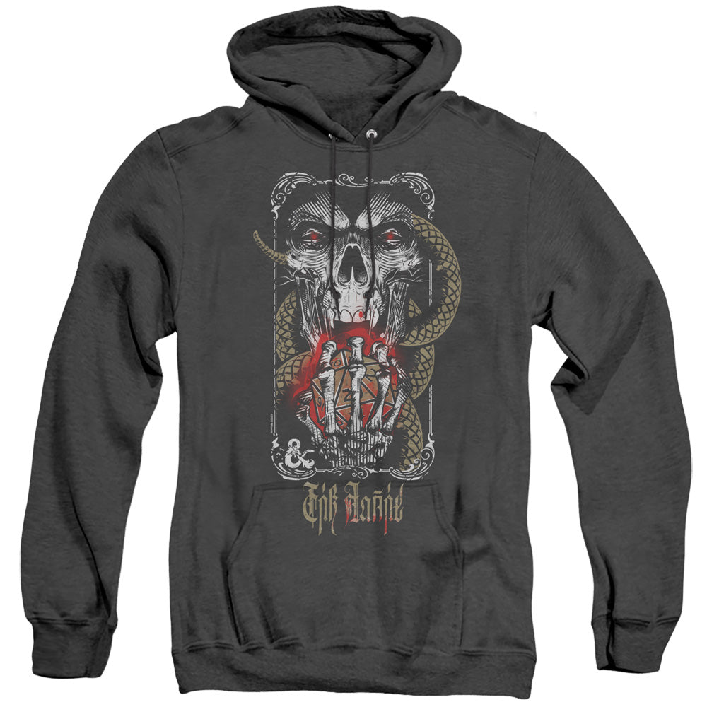 DUNGEONS AND DRAGONS/LICH FOR CHAOS - ADULT HEATHER HOODIE - BLACK
