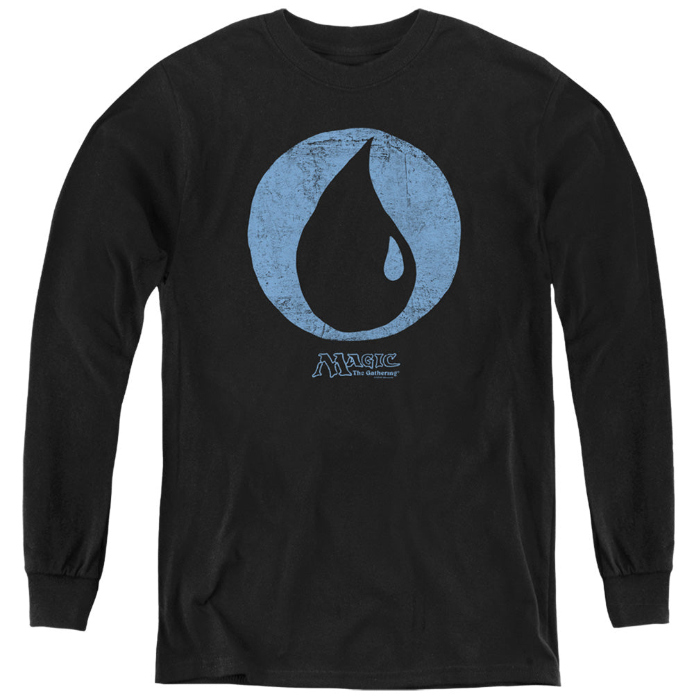 MAGIC THE GATHERING/BLUE SYMBOL - YOUTH LONG SLEEVE TEE - BLACK