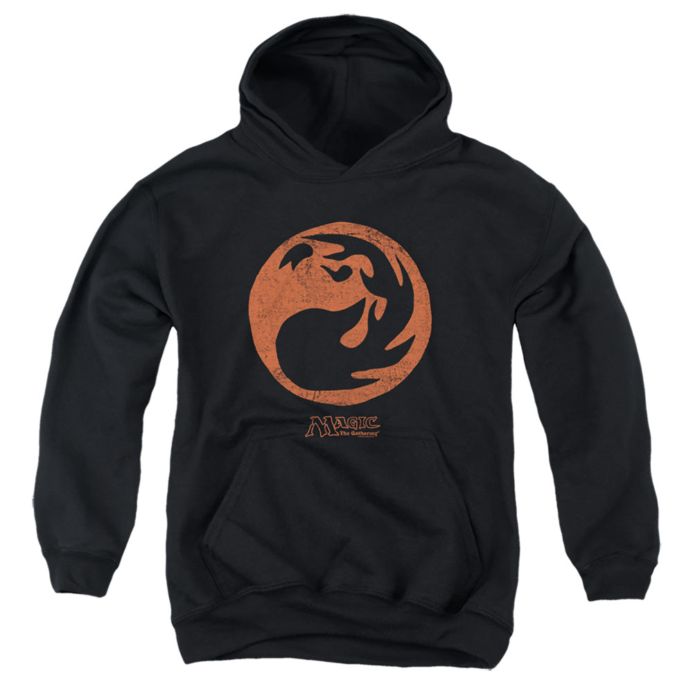 MAGIC THE GATHERING/RED SYMBOL - YOUTH PULLOVER HOODIE - BLACK