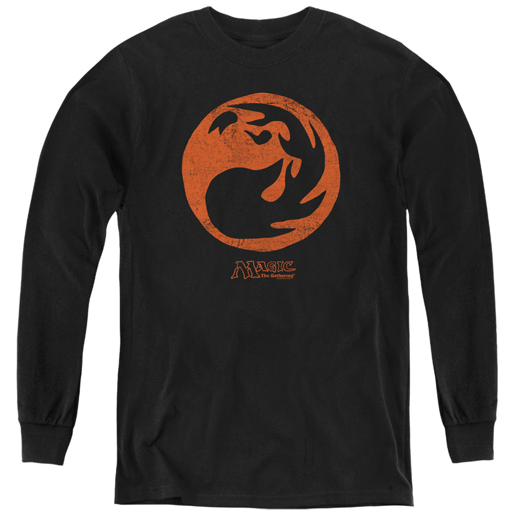MAGIC THE GATHERING/RED SYMBOL - YOUTH LONG SLEEVE TEE - BLACK