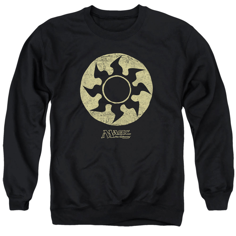 MAGIC THE GATHERING/WHITE SYMBOL - ADULT CREWNECK SWEATSHIRT - BLACK