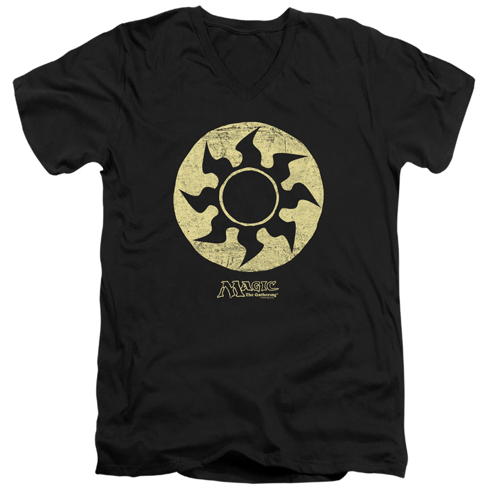 MAGIC THE GATHERING/WHITE SYMBOL - S/S ADULT V-NECK 30/1 - BLACK