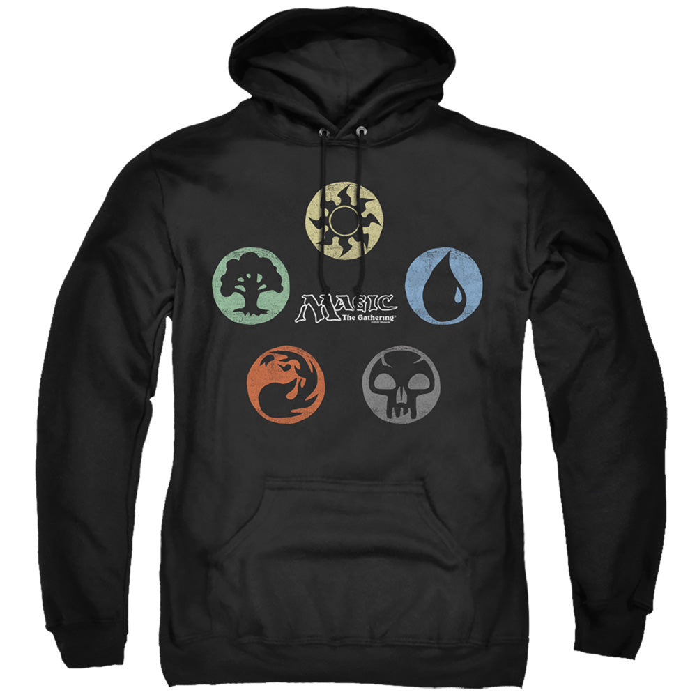 MAGIC THE GATHERING/5 COLORS - ADULT PULLOVER HOODIE - BLACK