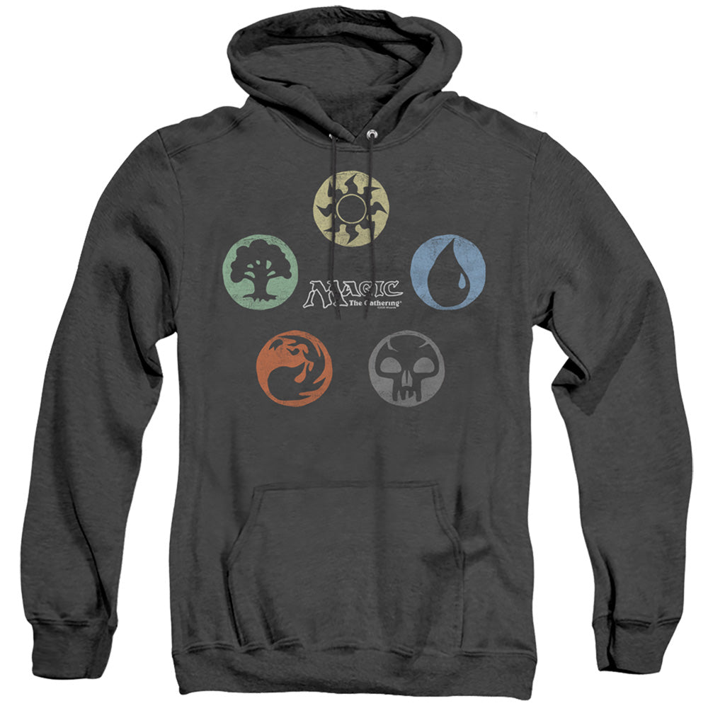 MAGIC THE GATHERING/5 COLORS - ADULT HEATHER HOODIE - BLACK