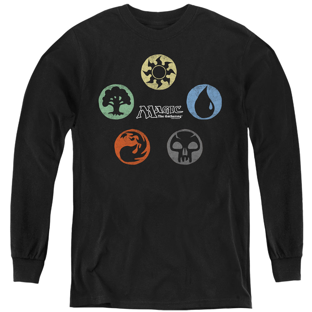 MAGIC THE GATHERING/5 COLORS - YOUTH LONG SLEEVE TEE - BLACK