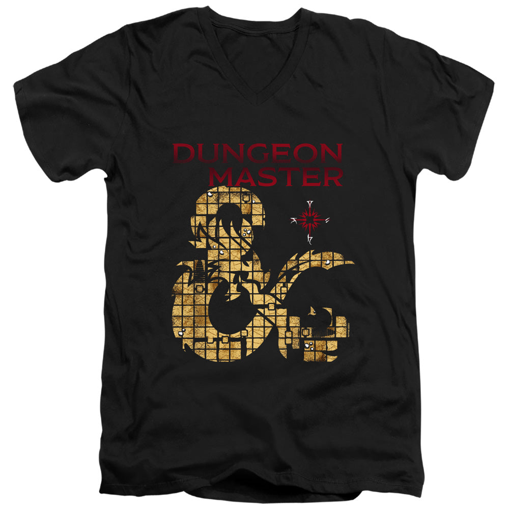 DUNGEONS AND DRAGONS/DUNGEON MASTER - S/S ADULT V-NECK 30/1 - BLACK
