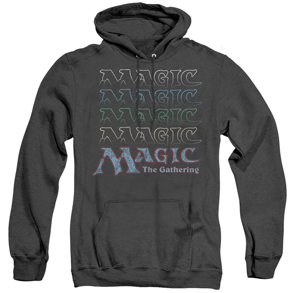 MAGIC THE GATHERING/RETRO LOGO REPEAT - ADULT HEATHER HOODIE - BLACK
