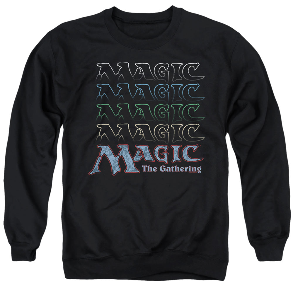 MAGIC THE GATHERING/RETRO LOGO REPEAT - ADULT CREWNECK SWEATSHIRT - BLACK