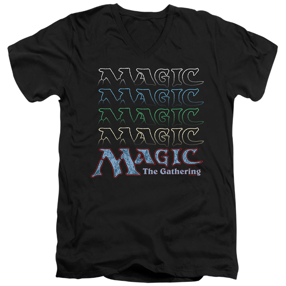 MAGIC THE GATHERING/RETRO LOGO REPEAT - S/S ADULT V-NECK 30/1 - BLACK