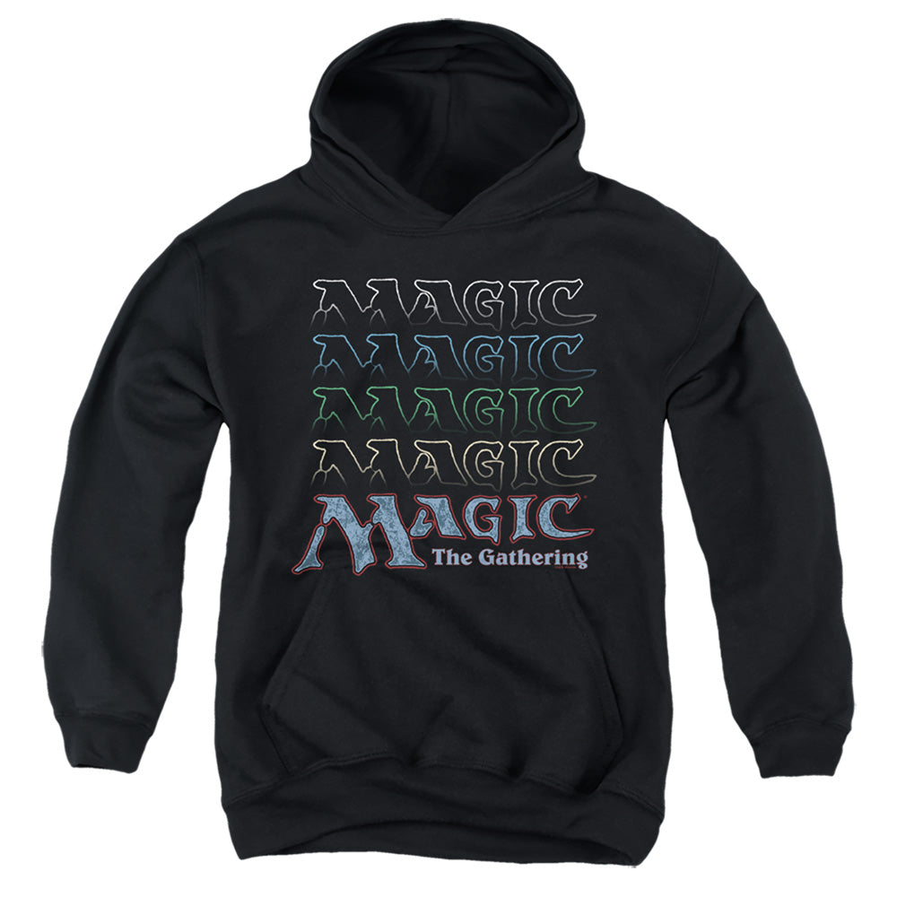 MAGIC THE GATHERING/RETRO LOGO REPEAT - YOUTH PULLOVER HOODIE - BLACK