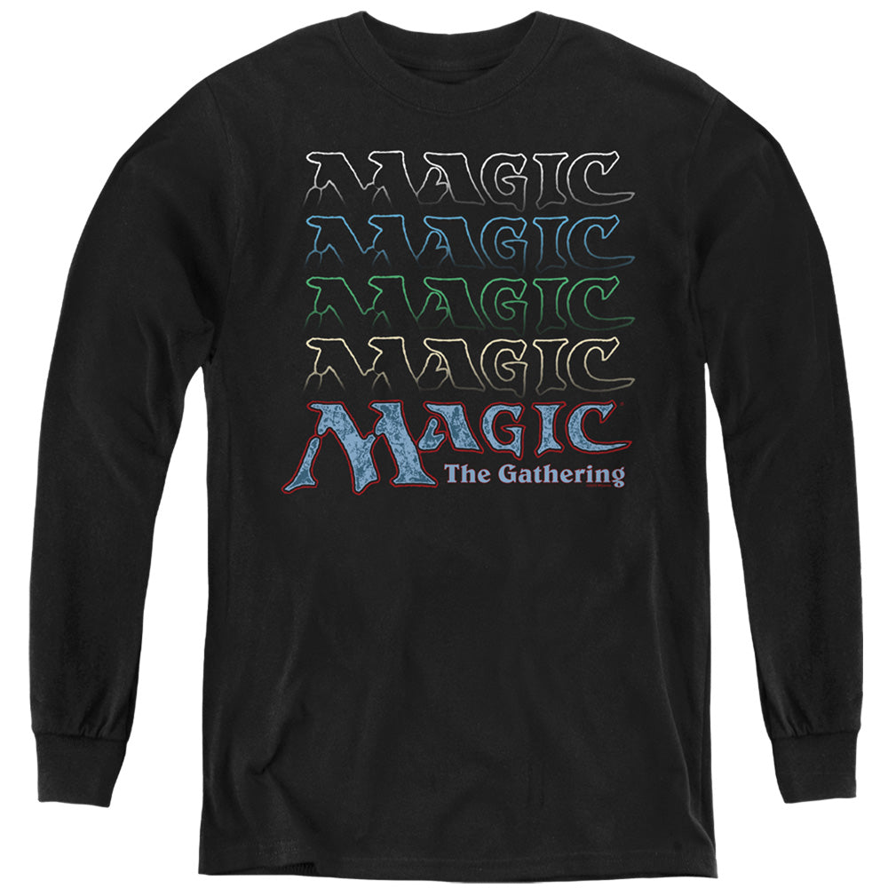 MAGIC THE GATHERING/RETRO LOGO REPEAT - YOUTH LONG SLEEVE TEE - BLACK