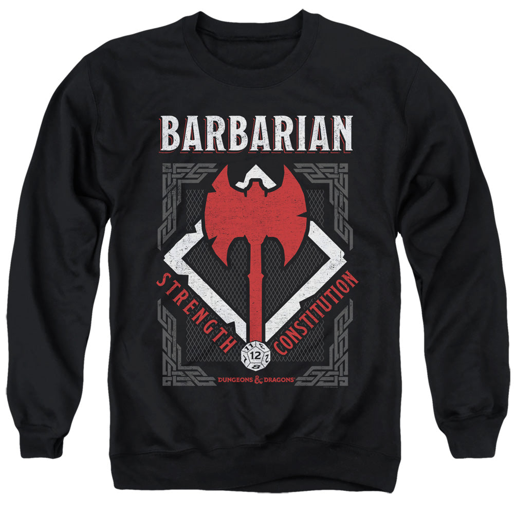 DUNGEONS AND DRAGONS/BARBARIAN - ADULT CREWNECK SWEATSHIRT - BLACK