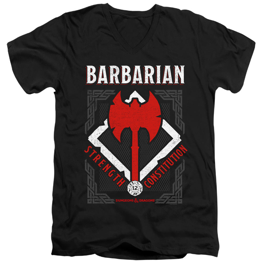 DUNGEONS AND DRAGONS/BARBARIAN - S/S ADULT V-NECK 30/1 - BLACK