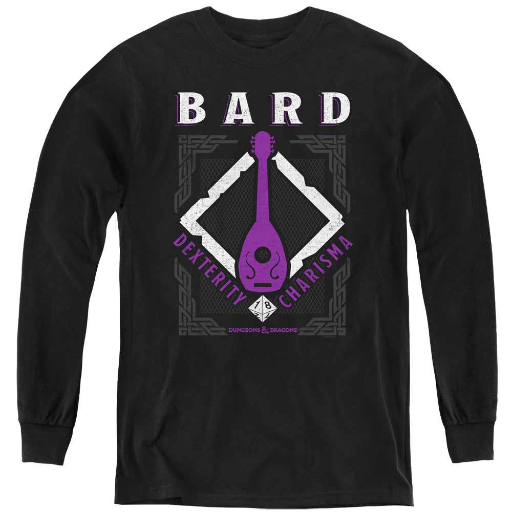 DUNGEONS AND DRAGONS/BARD - YOUTH LONG SLEEVE TEE - BLACK