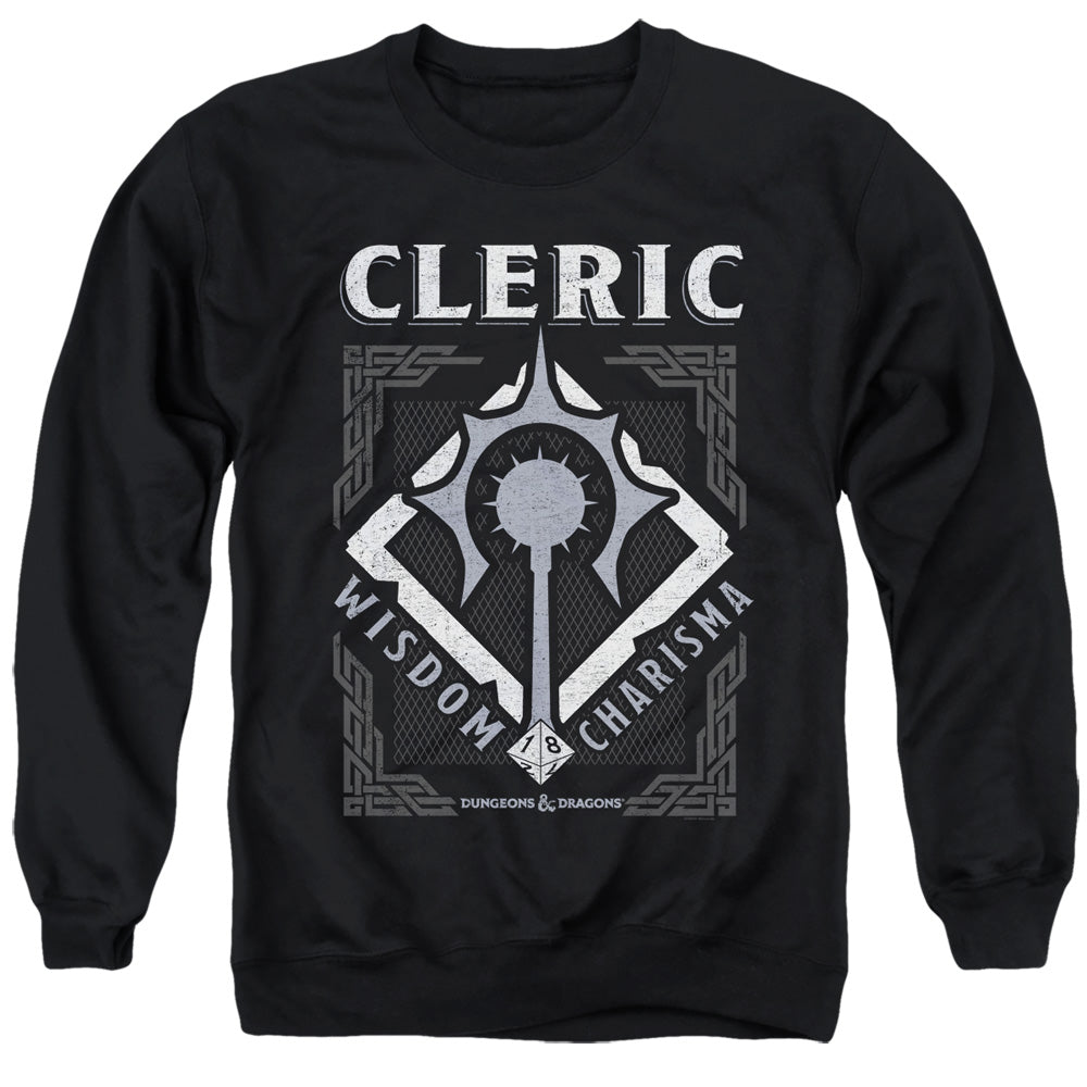 DUNGEONS AND DRAGONS/CLERIC - ADULT CREWNECK SWEATSHIRT - BLACK