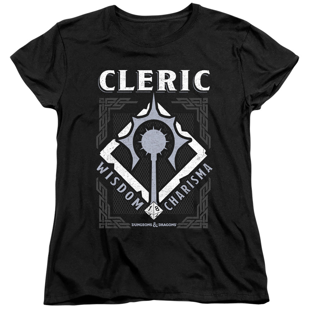 DUNGEONS AND DRAGONS/CLERIC - S/S WOMENS TEE - BLACK