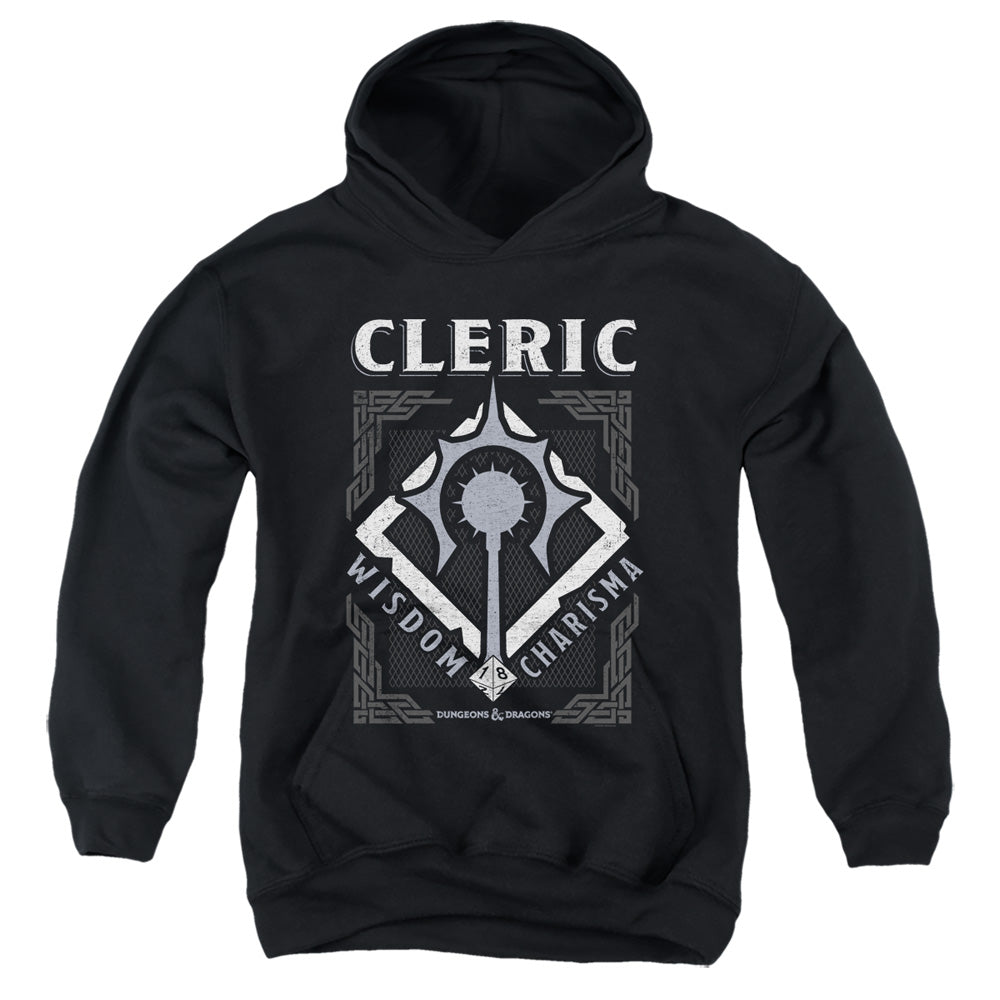 DUNGEONS AND DRAGONS/CLERIC - YOUTH PULLOVER HOODIE - BLACK
