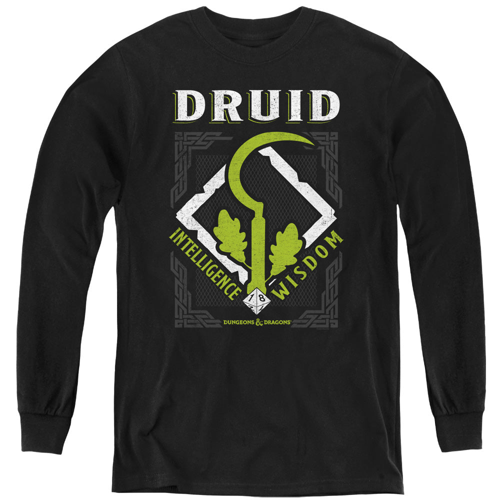 DUNGEONS AND DRAGONS/DRUID - YOUTH LONG SLEEVE TEE - BLACK