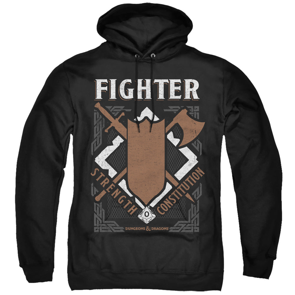 DUNGEONS AND DRAGONS/FIGHTER - ADULT PULLOVER HOODIE - BLACK