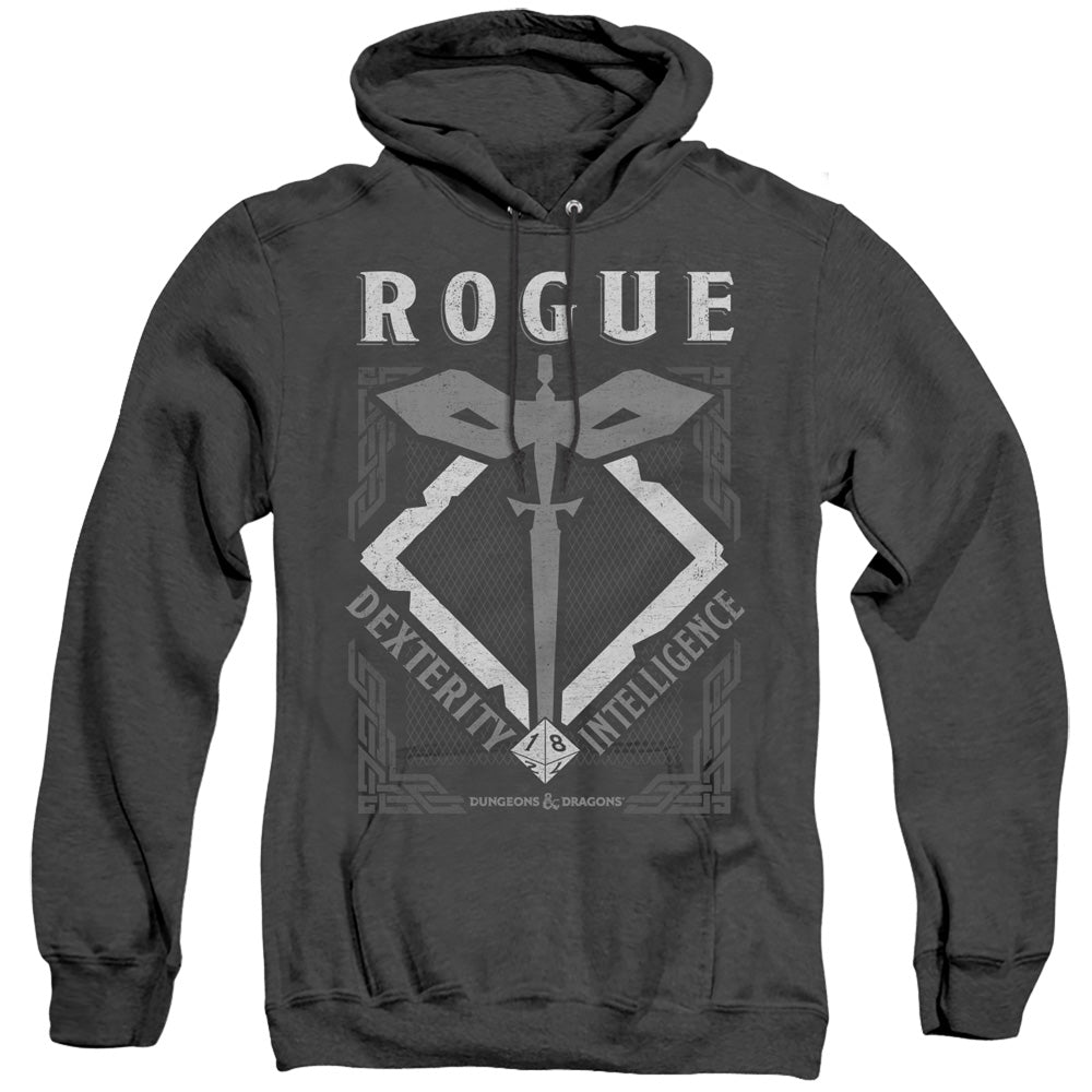 DUNGEONS AND DRAGONS/ROGUE - ADULT HEATHER HOODIE - BLACK