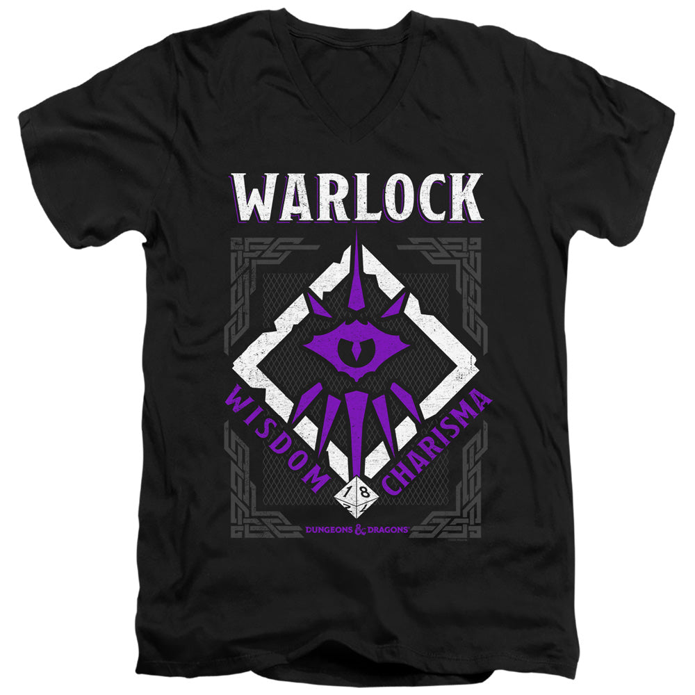 DUNGEONS AND DRAGONS/WARLOCK - S/S ADULT V-NECK 30/1 - BLACK
