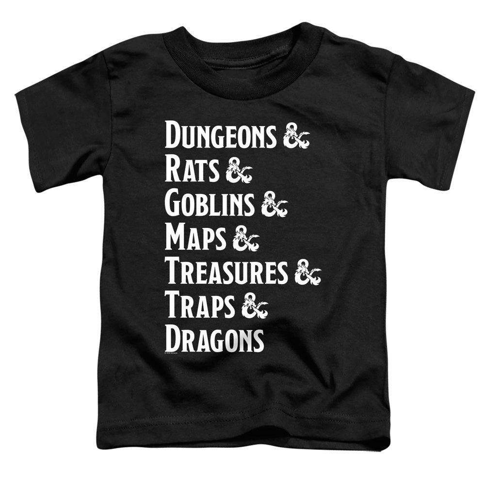 DUNGEONS AND DRAGONS/DUNGEON LIST - S/S TODDLER TEE - BLACK