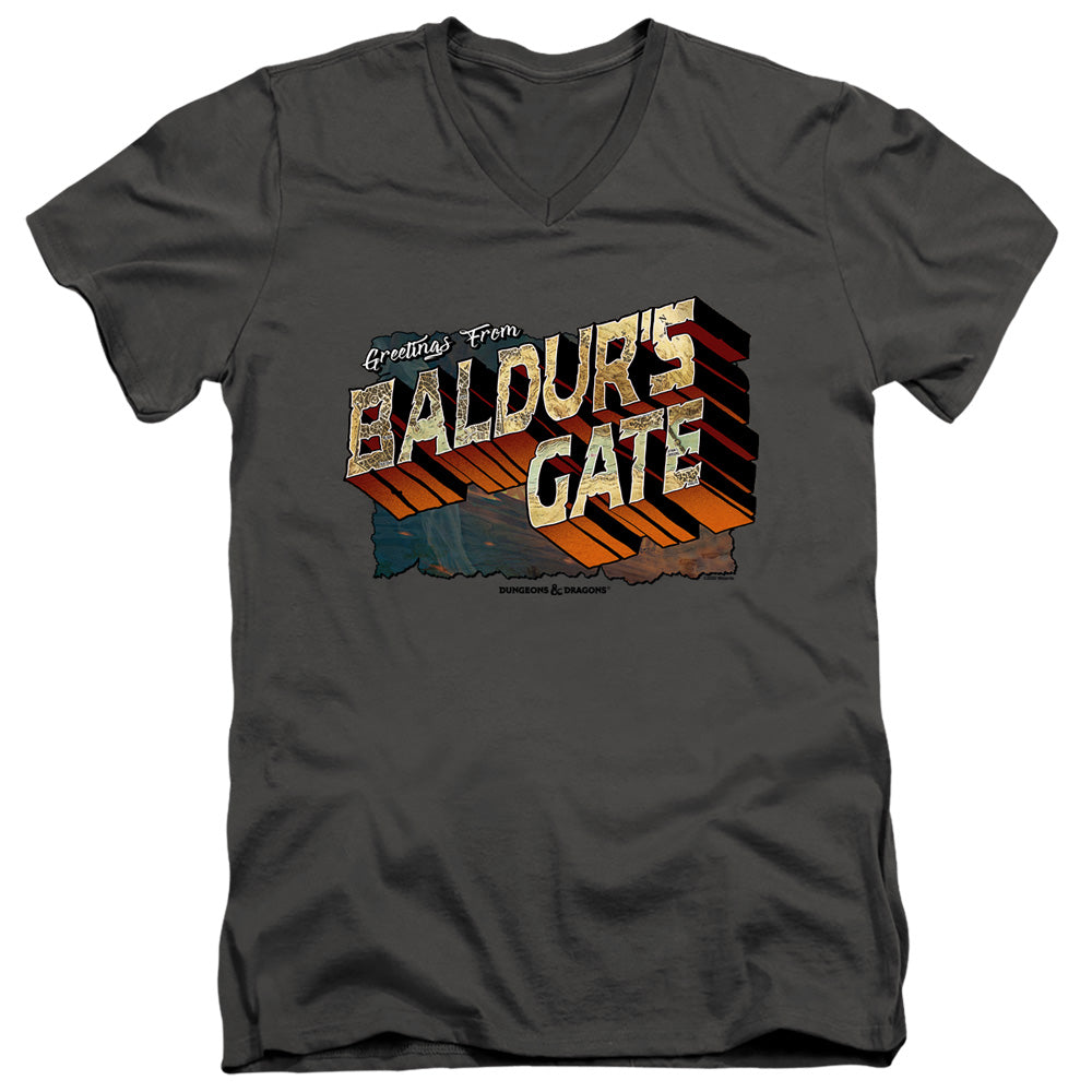 DUNGEONS AND DRAGONS/BALDURS GATE - S/S ADULT V-NECK 30/1 - CHARCOAL