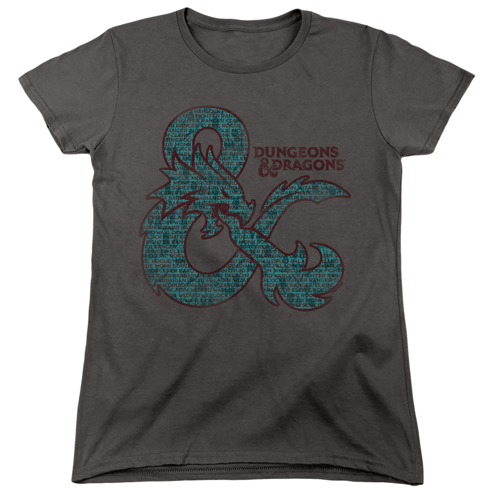 DUNGEONS AND DRAGONS/AMPERSAND CLASSES - S/S WOMENS TEE - CHARCOAL