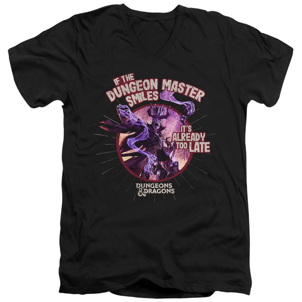DUNGEONS AND DRAGONS/DUNGEON MASTER SMILES - S/S ADULT V-NECK 30/1 - BLACK